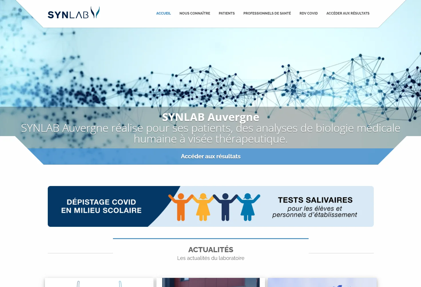 Capture du site internet Synlab Auvergne réalisé par Codiceo