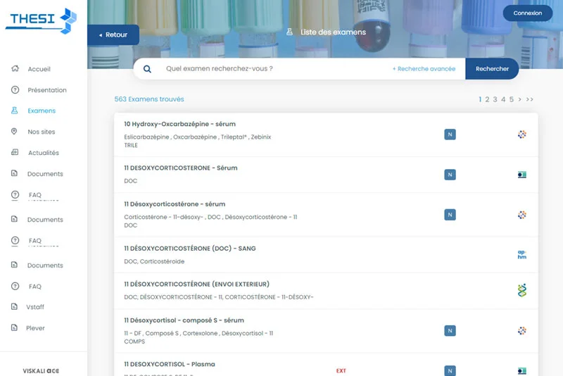 Capture du logiciel Thesi développé par Codiceo